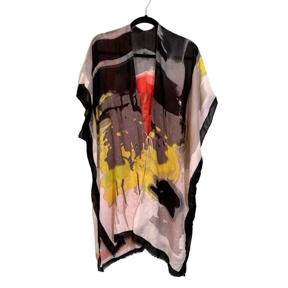 Swimwear Cover Up Womens Kaftan OS Art To Wear Fringes Beach Vacation Summer - Picture 1 of 6